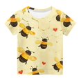 thumbnail image 1 of AUNVITO Kids Casual T-Shirt Bee Print Round Neck Short Sleeve Summer Top Boys & Girls Youth, 1 of 3
