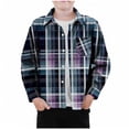thumbnail image 1 of AUNVITO Kids Checkered Shirt with Pockets Long Sleeve Button-Up Breathable Polyester Casual Top for Boys & Girls 2-12Y, 1 of 3