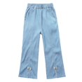 thumbnail image 1 of AUNVITO Kids Flare Jeans Casual Side Slit Pockets Denim Pants Vintage Y2k, 1 of 6