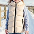 thumbnail image 1 of AUNVITO Kids Hooded Puffer Vest Lightweight Warm Zipper Front Jacket for Boys & Girls 5-10Y, Solid Color Quilted Sleeveless Coat Outdoor Winter Layering, 1 of 3