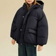 thumbnail image 1 of AUNVITO Kids Puffer Coat Heavyweight Mid-Length Hooded Long Sleeve Solid Color Casual Warm Urban-Style Style, 1 of 4