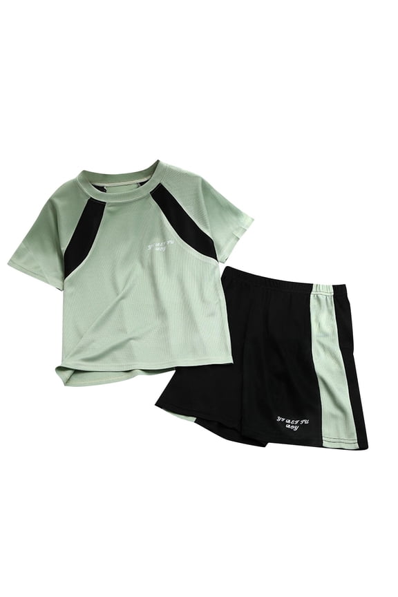 Kids Quick-Dry Sport Set Summer Active Breathable Lightweight Cooling T-Shirt & Shorts Outfit