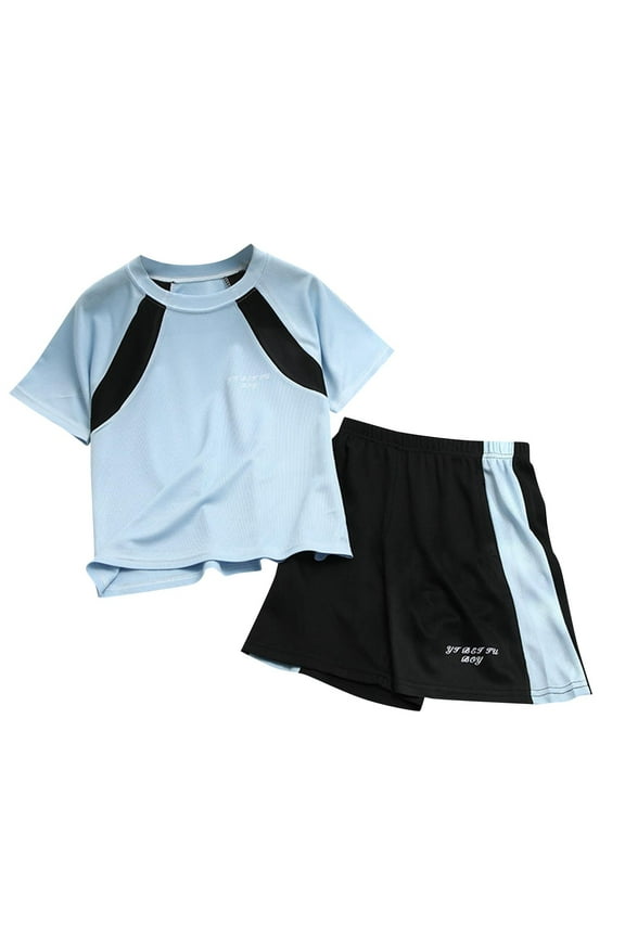 Kids Quick-Dry Sport Set Summer Active Breathable Lightweight Cooling T-Shirt & Shorts Outfit