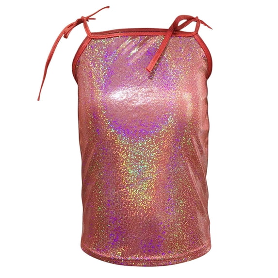 AUNVITO Kids Sequins Top Stretch Bandeau Strapless Sequin Crop Tops Party Club Wear Top for Girls Dancewear Streetwear