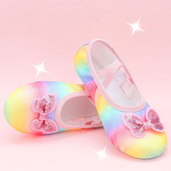 AUNVITO Kids Shoes Children's Pointed Dance Shoes Fitness Gymnastics Children's Slippers Children's Dance Shoes