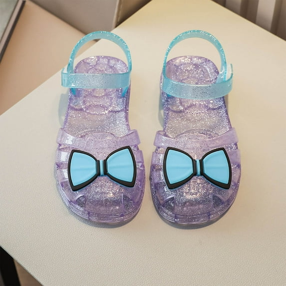 AUNVITO Kids Shoes Fashion Girls' Sandals Roman Shoes Soft Soled Jelly Princess Shoes Breathable Hollow Roman Beach Shoes Sandals