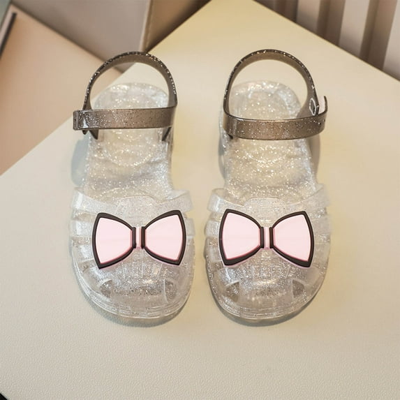 AUNVITO Kids Shoes Fashion Girls' Sandals Roman Shoes Soft Soled Jelly Princess Shoes Breathable Hollow Roman Beach Shoes Sandals