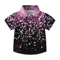 thumbnail image 1 of AUNVITO Kids Stylish Cute Casual Short Sleeve School Uniform Shirt with Star Sequins Pocket Glitter Comfy Sparkling Design, 1 of 7