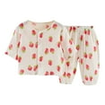thumbnail image 1 of AUNVITO Kids Summer Cotton Gauze Printed 3/4 Sleeve Pajama Set 2-Piece Homewear Loungewear Outfit, 1 of 3