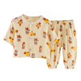 thumbnail image 1 of AUNVITO Kids Summer Cotton Gauze Printed 3/4 Sleeve Pajama Set 2-Piece Homewear Loungewear Outfit, 1 of 3