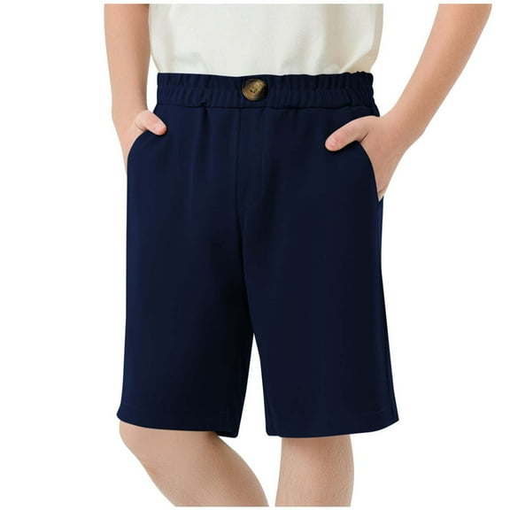 AUNVITO Kids Summer Shorts with Elastic Waistband & Button Closure - Soft Casual Outdoor Shorts with Pocket for Summer Outfits