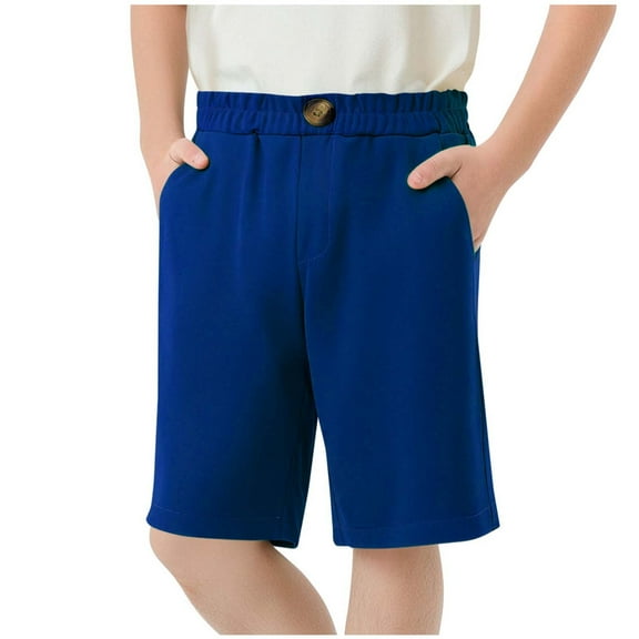 AUNVITO Kids Summer Shorts with Elastic Waistband & Button Closure - Soft Casual Outdoor Shorts with Pocket for Summer Outfits