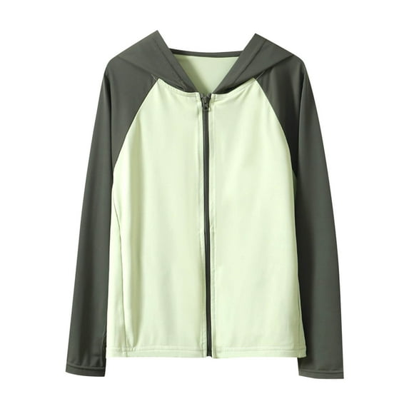 AUNVITO Kids Sun Protection Hooded Jacket UV Protective Breathable Ice Silk Lightweight Loose Fit Casual Coat Spring Summer Outdoor Travel Outerwear