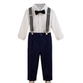 thumbnail image 1 of AUNVITO Kids Suspenders Suit Set with Shirt & Bow Tie 1-12Y Formal Casual Slim Fit Stage Performance Outfit Long Sleeve Notch Lapel Polyester, 1 of 4