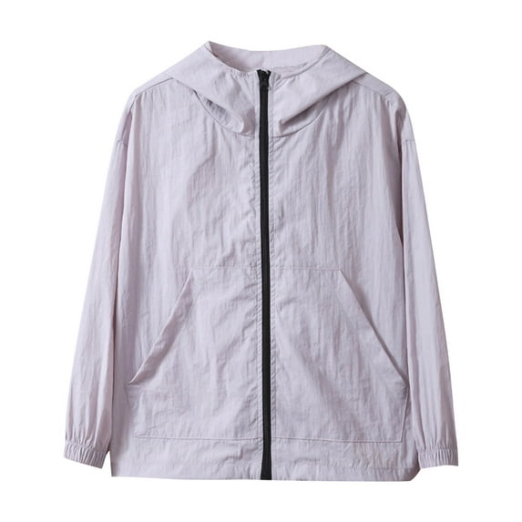 AUNVITO Kids UV Protection Hooded Jacket Lightweight Breathable Icy Silk Summer Casual Loose Fit Sun Protective Clothing