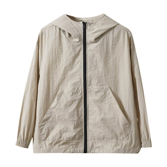 AUNVITO Kids UV Protection Hooded Jacket Lightweight Breathable Icy Silk Summer Casual Loose Fit Sun Protective Clothing