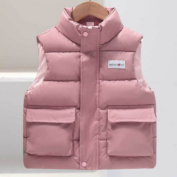 AUNVITO Kids Warm Sleeveless Puffer Vest Stand Collar Lightweight Nylon-Spandex Blend Winter Outdoor 4-10Y
