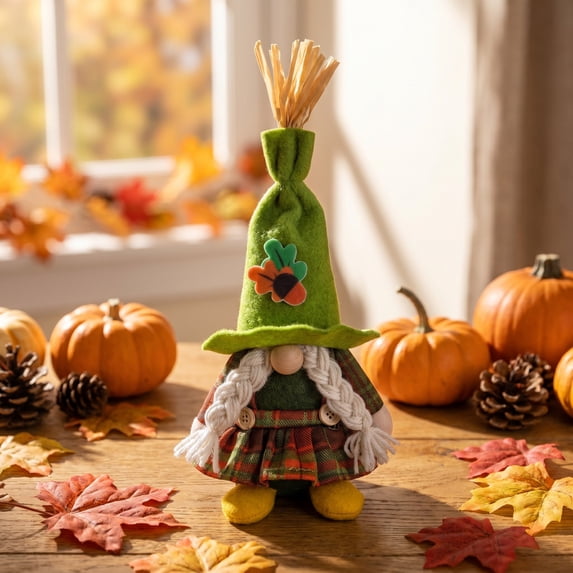 AUNVITO Maple Leaf Faceless Gnome Resin Statue Thanksgiving Fall Desktop Figurine Home Harvest Party Table Decor 2 Styles