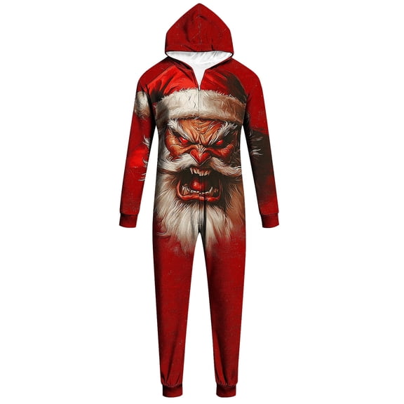AUNVITO Men's Family Christmas Pajama Set Hooded Long Sleeve Two-Piece with Festive Print