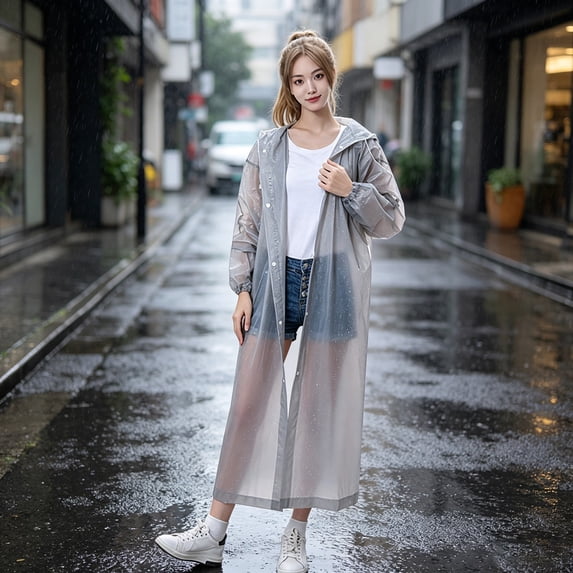 AUNVITO Non Disposable Raincoat 3XL, Waterproof Rain Jacket, Windproof Material, Reusable Poncho for Outdoor Sports and Camping