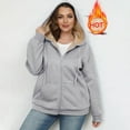 thumbnail image 1 of AUNVITO Plus Size Winter Fleece-Lined Hooded Sweatshirt Zip Up Drawstring Jacket with Pockets for Women, 1 of 6