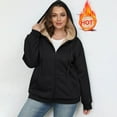 thumbnail image 1 of AUNVITO Plus Size Winter Fleece-Lined Hooded Sweatshirt Zip Up Drawstring Jacket with Pockets for Women, 1 of 7