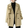 thumbnail image 1 of AUNVITO Plus Size Women's Utility Trench Coat Longline Hooded Vintage Windbreaker Jacket Solid Color Lapel Zipper Casual Fashion Outerwear for Travel Work Party, 1 of 9