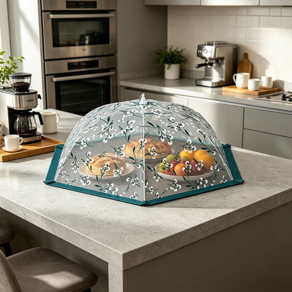 AUNVITO Round Foldable Food Cover Lid Tent, Breathable Mesh Screen for Dining Table Kitchen Outdoor Picnic Insect Protection, 1pc