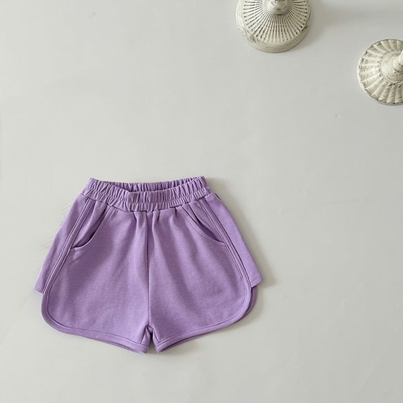 AUNVITO Shorts for Girls Children Solid Color Summer Pants Baby Boy Girl Loose Pockets Shorts Sport Pants