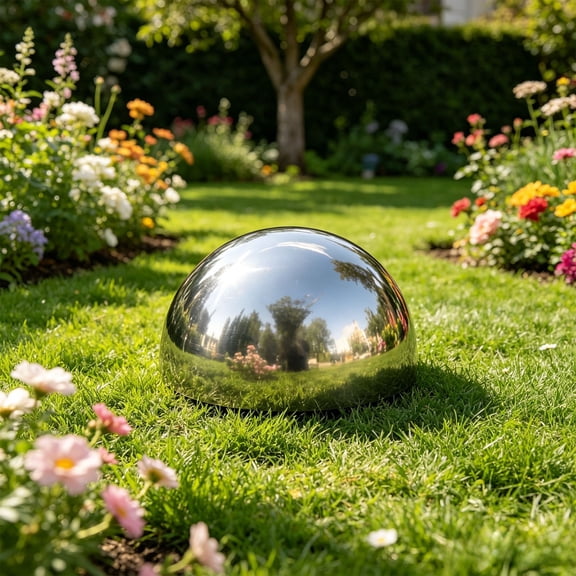 AUNVITO Stainless Steel Half Ball 2 Inches, Polished Metal Dome for Craft DIY, Hollow Shape Decorative Accent, Rustproof 304 Steel, Pack of 4 for Home Decor