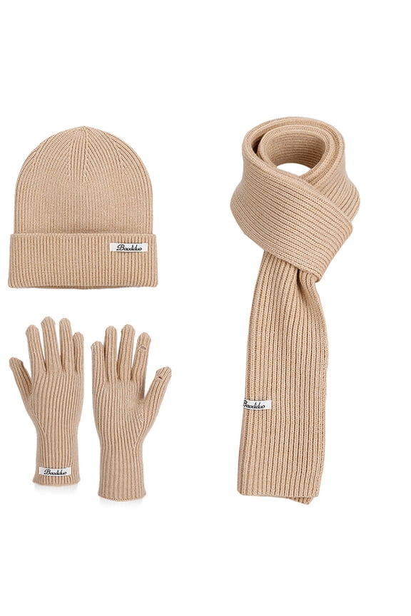 Super-Soft Warm Knitted Winter Set Hat Gloves Scarf for Women Cold-Proof Soft Outdoor Sports Accessories