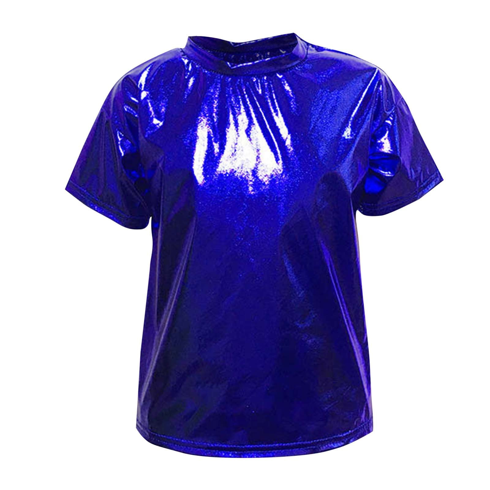 Sequins Black Short Sleeves Boys Kids Children School Competition Drummer Jazz Singer Hip Hop Dancing Tops T Shirts