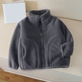 thumbnail image 1 of AUNVITO Thermal Fleece Jacket for Boys & Girls 2-12Y Full Zip Front Long Sleeve Solid Color Heavyweight Windbreaker with Loose Fit No Hood Casual Outerwear, 1 of 5