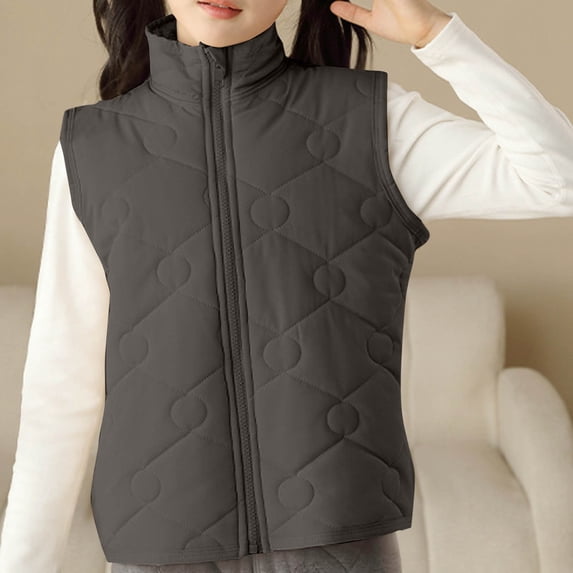 AUNVITO Thermal Fleece-Lined Quilted Vest for Boys & Girls 3-15Y, Winter Thickened Sleeveless Padded Coat Lightweight Windproof Outerwear