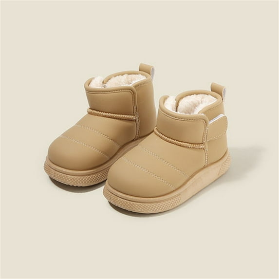 AUNVITO Thermal Fleece-Lined Snow Boots for Boys & Girls 2-12Y Winter Warm Thickened Ankle Boots Unisex Solid Color PVC