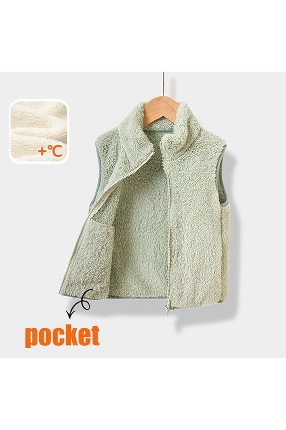 Thermal Insulated Fleece Vest For Boys & Girls 1-13Y, Heavyweight Winter Puffer Vest With Double-Sided Pockets, Soft Touch Polyester Cozy Outerwear