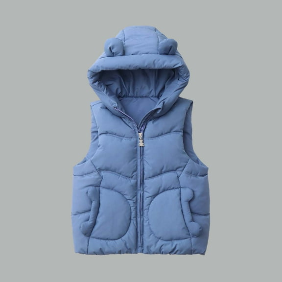 AUNVITO Toddler Boys & Girls 1-6Y Quilted Puffer Vest with Ears Hood Matte Finish Warm Lightweight Spandex Casual Winter Coat