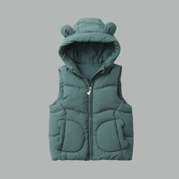 AUNVITO Toddler Boys & Girls 1-6Y Quilted Puffer Vest with Ears Hood Matte Finish Warm Lightweight Spandex Casual Winter Coat