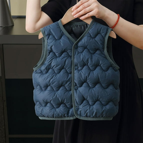 AUNVITO Toddler Boys Girls Winter Vest Warm Lightweight Nylon Spandex Quilted Puffer Vest Solid Color Cotton-Lined Outerwear for Baby 2-4Y