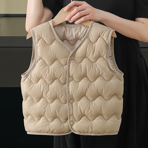 AUNVITO Toddler Boys Girls Winter Vest Warm Lightweight Nylon Spandex Quilted Puffer Vest Solid Color Cotton-Lined Outerwear for Baby 2-4Y