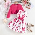 thumbnail image 1 of AUNVITO Toddler Girl Flower Print Sundress and Cardigan Set 2 Pieces Spring Summer Dress Baby Girls Outfits, 1 of 9
