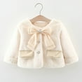 thumbnail image 1 of AUNVITO Toddler Girls Plush Lined Winter Coat Bow Detail Button Front Cozy Faux Fur Jacket Heavyweight Warm Outerwear 1-3Y, 1 of 6