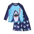 thumbnail image 1 of AUNVITO Toddlers and Baby Boys Sun Protection Swim Set for Boys Long Sleeve Bathing Suits with Swim Shorts Two Piece Swimwear, 1 of 6