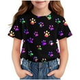 thumbnail image 1 of AUNVITO Unisex Kids Casual Dog Paw Print Round Neck Short Sleeve T-Shirt Summer Graphic Tee Playful Style, 1 of 7