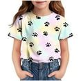 thumbnail image 1 of AUNVITO Unisex Kids Casual Dog Paw Print Round Neck Short Sleeve T-Shirt Summer Graphic Tee Playful Style, 1 of 7