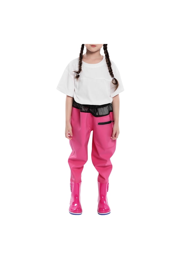 Unisex Kids PVC Waterproof Fishing & Wading Pants, Long Waterproof Trousers for Beach Outdoor Activities