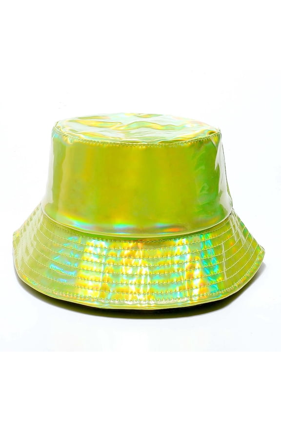 Unisex Metallic Reversible Bucket Hat with Breathable Vents and Foldable Design for Outdoor Activities and Stage Performance