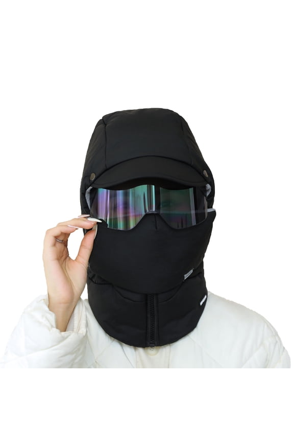 Unisex Winter Hood 3-in-1 Convertible Windproof Fleece-Lined Ear Protection with Adjustable Drawstring for Outdoor Sports