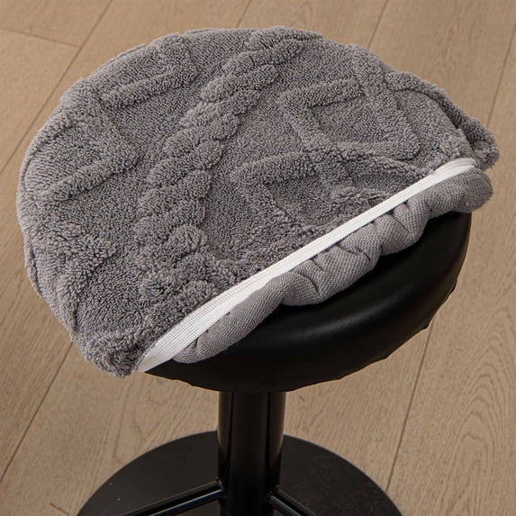 AUNVITO Velvet Round Stool Seat Cover Slipcover, Soft Plush Elastic Stretch Protector for Kitchen Dining Chair Home Decor, 1pc