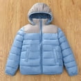 thumbnail image 1 of AUNVITO Warm Lightweight Down Jacket for Boys & Girls 7-14Y Solid Color Hooded Zipper Thin Winter Coat with Pockets Casual Windproof Outerwear, 1 of 7